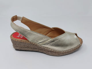 Short sparkly leather wedge sandal