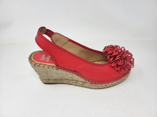 Red Sandal yute short wedge with flower